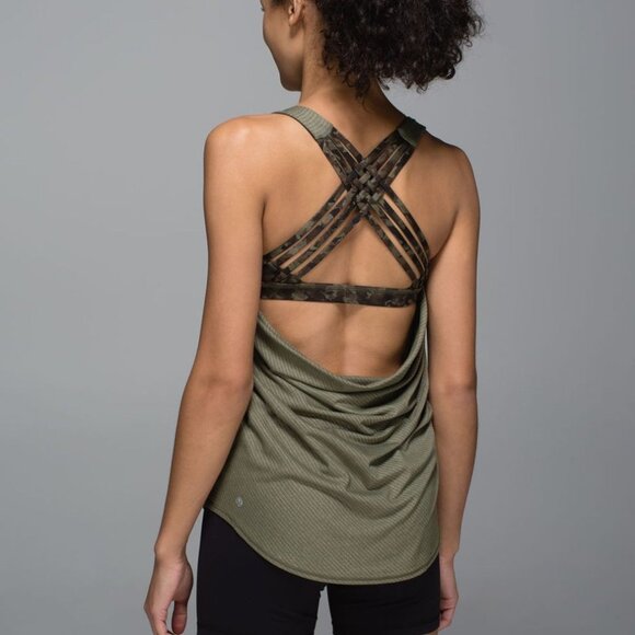 LULULEMON Wild Tank 4 Heathered Fatigue Green / Mystic Jungle Fatigue Green Blk - Picture 1 of 8